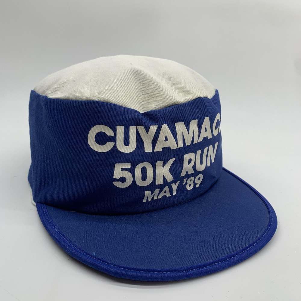 Vintage 1989 Cuyamaca 50K Run Hat Painters Hat Snap Back Blue Challenger Caps - Picture 2 of 8